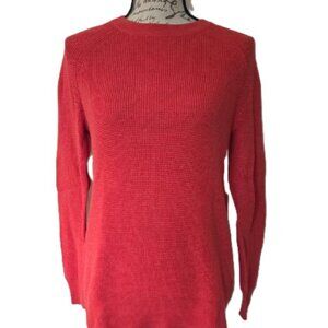 EDDIE BAUER WOMEN'S TELLUS WAFFLE KNIT CREWNECK PULLOVER SWEATER XS CORAL